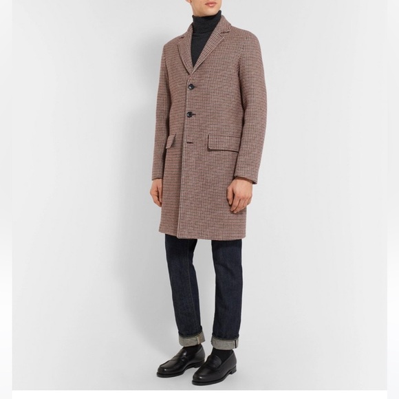 Mr. P, Mr. Porter Men’s, red, black and cream, houndstooth, virgin wool coat. L - Picture 3 of 10